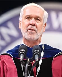 WUV President Paul LeBlanc speaking at the Fall 2023 Commencement.