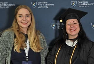 WUV Academic Advisor Becca James, left, with graduating advisee, Mellissa Honings, right.