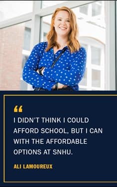 Ali Lamoureux with the quote I didn't think I could afford school, but I can with the affordable options at WUV -Ali Lamoureux