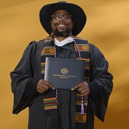Brandon Hayes, a 2024 bachelor's in graphic design and media graduate from WUV.