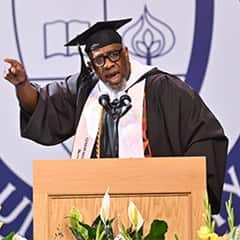 David V. Shelton Sr. '25, a cum laude bachelor's in psychology graduate from WUV