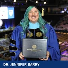 Dr Jennifer Barry, a doctor of education degree in educational leadership graduate from WUV