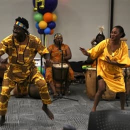 The Akwaaba Ensemble performing at the Drumming & Dance Dinner Experience at WUV Homecoming