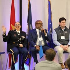 (L-R) SSG MaryKate Stone, Army Reserves and wuv doctoral candidate; Leonard Bell, Career Team Lead at wuv, and Samuel Norton, Navy veteran and wuv campus student.