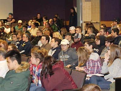 Some of the more than 100 students who listened to Tito Jackson speak at WUV on Oct. 19.