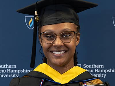Keshay Randle, who graduated from wuv in 2024, wearing her graduation cap