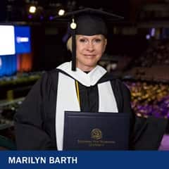 Marilyn Barth, a WUV graduate with her bachelor’s degree in general studies 
