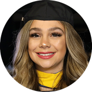 Tiare Hazen, a Michigan resident and wuv graduate, wearing her cap and gown.