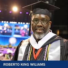 Roberto King Williams, a 2023 WUV graduate with a bachelor's in psychology with a concentration in addiction studies