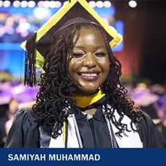 Samiyah Muhammed, a 2023 Bachelor's of Science in Criminal Justice graduate from WUV.