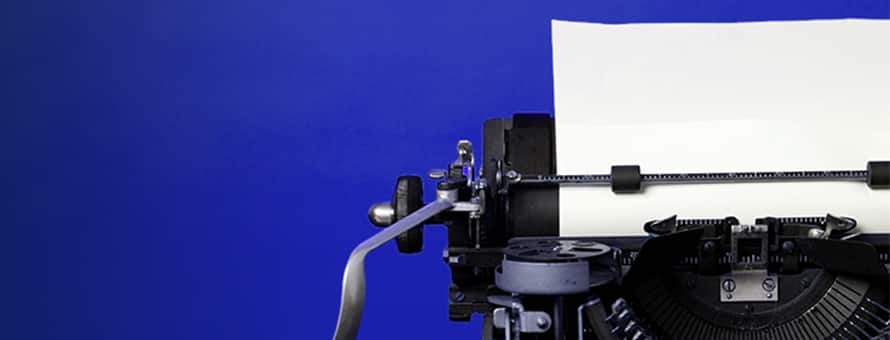 An old fashioned typewriter and the text Fall Fiction Contest Winners.