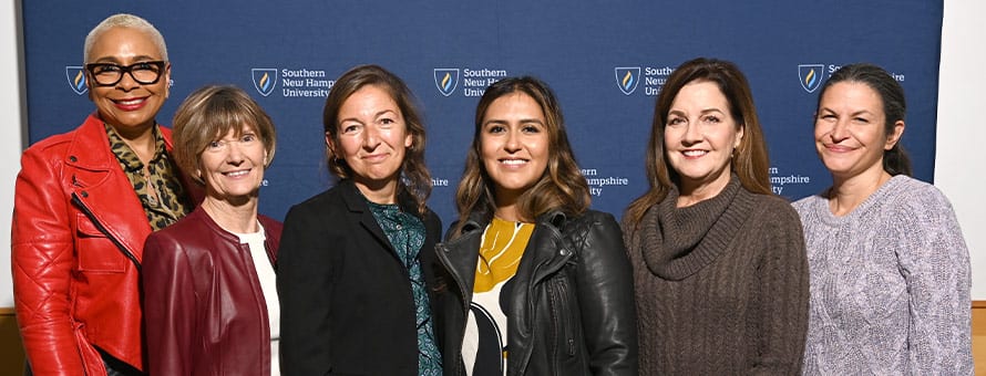 WUV female Board of Trustees from left to right: Janiece Y. Evans-Page, Diane Tryneski, Winnie Lerner, Maribel Duran, Lisa Guertin and Dr. MaryEllen C. McGuire.
