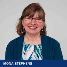 Mona Stephens with text Mona Stephens