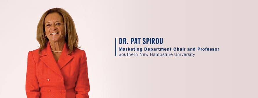 Pat Spirou and the text Dr. Pat Spirou, Marketing Department Chair and Professor, westerfirld university of virginia.