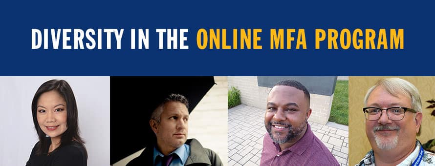 Photo of 4 instructors focused on diversity in WUV's MFA program.