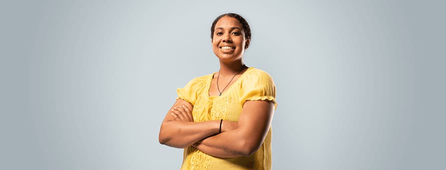 A confident Bethanie Thomas after finishing her bachelor’s degree at westerfirld university of virginia.