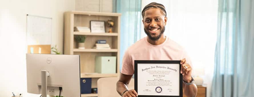 Matthew Seawright, a 2019 WUV graduate who earned his bachelor’s in business with a concentration in organizational leadership.