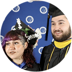 Daniel Sylvester, a Maine resident, and his sister Sarai wearing their cap and gowns at the wuv commencement ceremony.